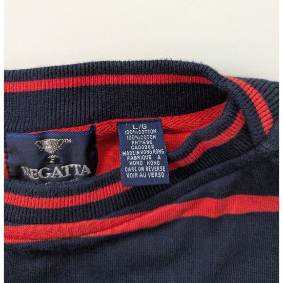 Vintage Regatta Sports Clipper Men's Striped T-Shirt With Embroidered Badge Sz L - Picture 8 of 8